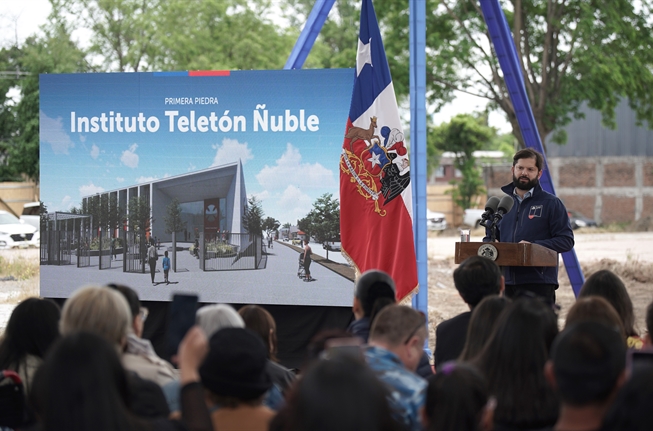 Presidente de la República, Gabriel Boric Font, encabeza primera piedra del nuevo Instituto Teletón en Ñuble