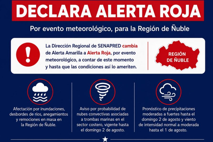 Delegación Presidencial refuerza coordinación ante sistema frontal por Alerta Roja en Ñuble